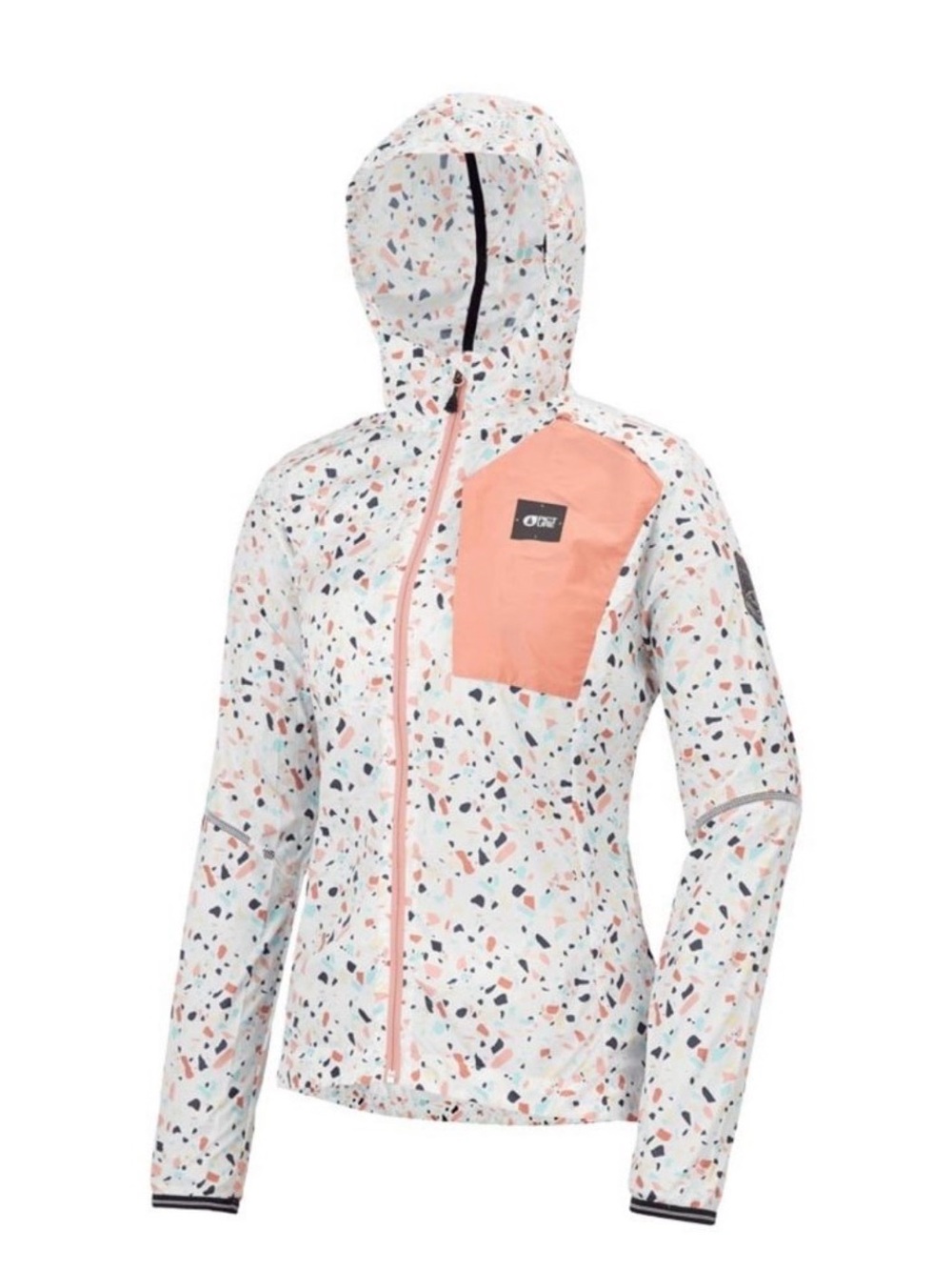 Women's Hooded windbreaker Jacket with Coral Chest Panel
